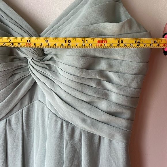 Azazie sz 4 dusty sage pleated chiffon bridesmaids gown formal dress FLAWED HEM - Picture 12 of 15